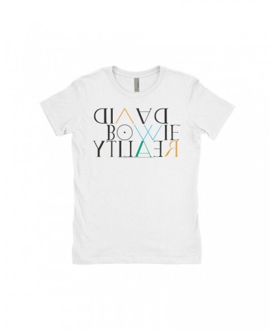 David Bowie Ladies' Boyfriend T-Shirt | Reality Album Logo Shirt $7.98 Shirts