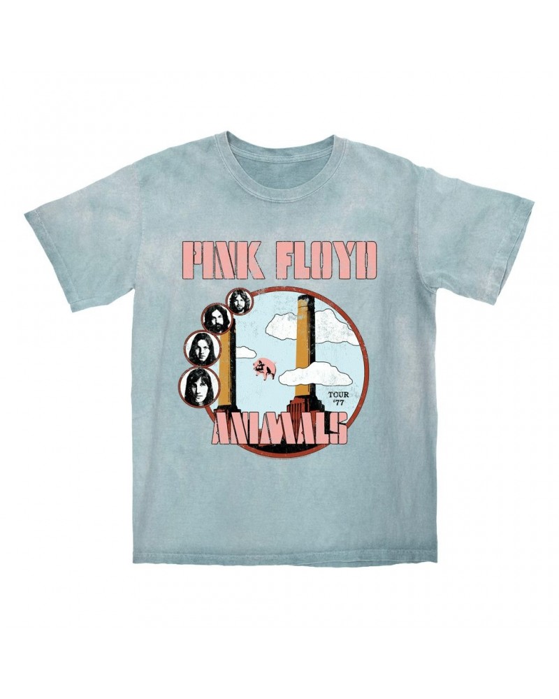 Pink Floyd T-shirt | Animals '77 Tour Pastel Design Distressed Color Blast Shirt $13.18 Shirts