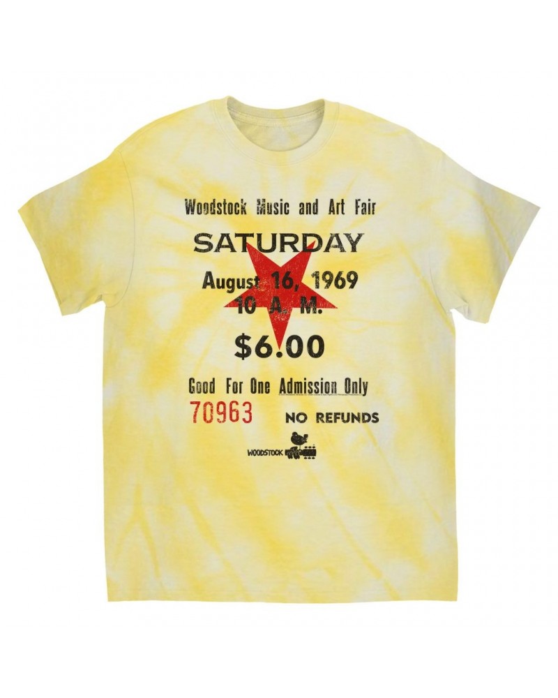 Woodstock T-Shirt | Music And Art Fair Ticket Stub Design Tie Dye Shirt $11.05 Shirts