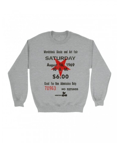 Woodstock Sweatshirt | Music And Art Fair Ticket Stub Design Sweatshirt $15.73 Sweatshirts