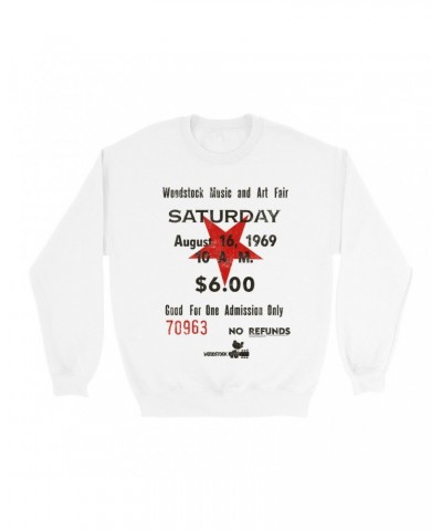 Woodstock Sweatshirt | Music And Art Fair Ticket Stub Design Sweatshirt $15.73 Sweatshirts