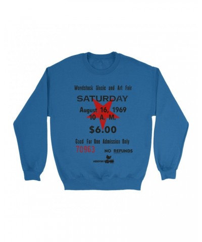 Woodstock Sweatshirt | Music And Art Fair Ticket Stub Design Sweatshirt $15.73 Sweatshirts