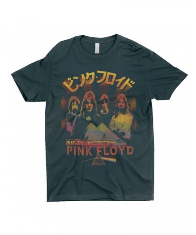 Pink Floyd T-Shirt | Prism & Pyramids Japanese Poster Distressed Shirt $10.23 Shirts