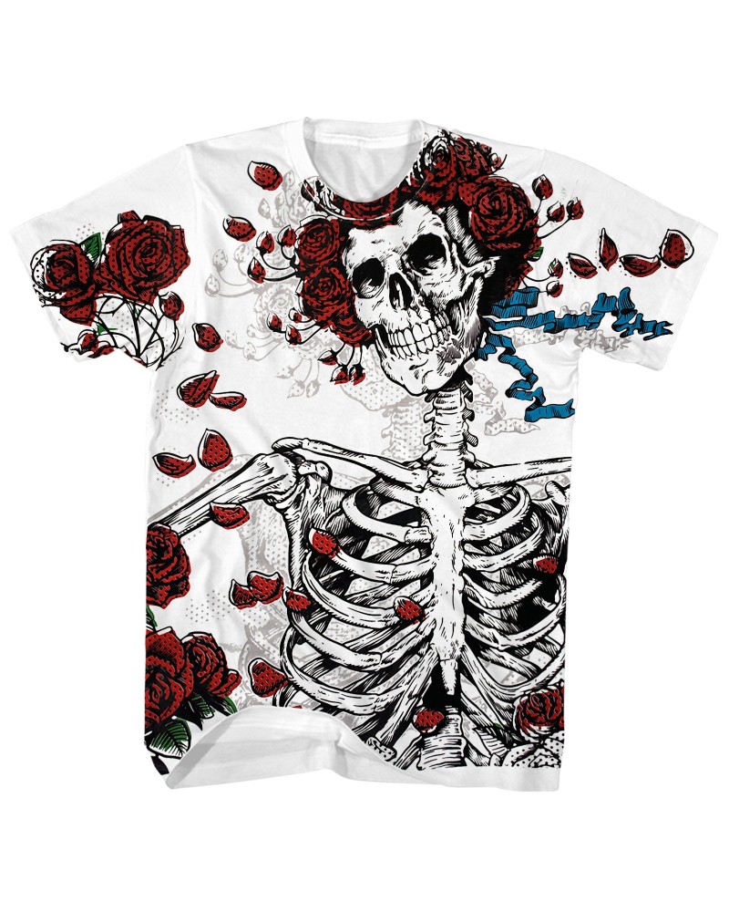 Grateful Dead T-Shirt | Woodcut Skeleton And Roses Shirt $12.13 Shirts