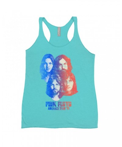 Pink Floyd Ladies' Tank Top | Group Ombre Animals '77 Tour Image Distressed Shirt $10.71 Shirts