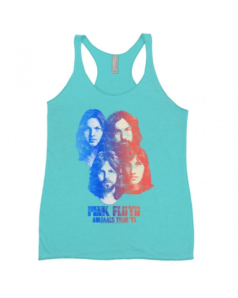 Pink Floyd Ladies' Tank Top | Group Ombre Animals '77 Tour Image Distressed Shirt $10.71 Shirts