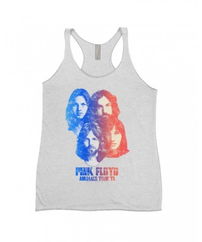 Pink Floyd Ladies' Tank Top | Group Ombre Animals '77 Tour Image Distressed Shirt $10.71 Shirts