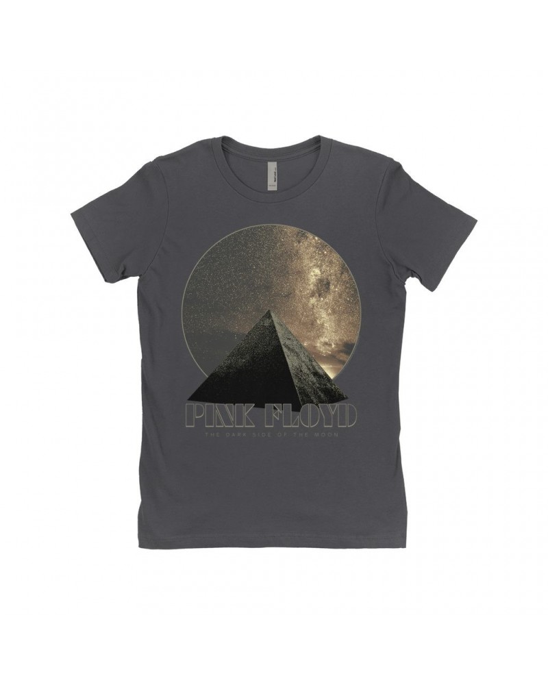 Pink Floyd Ladies' Boyfriend T-Shirt | Moonlight Pyramid Circle Design Shirt $8.23 Shirts