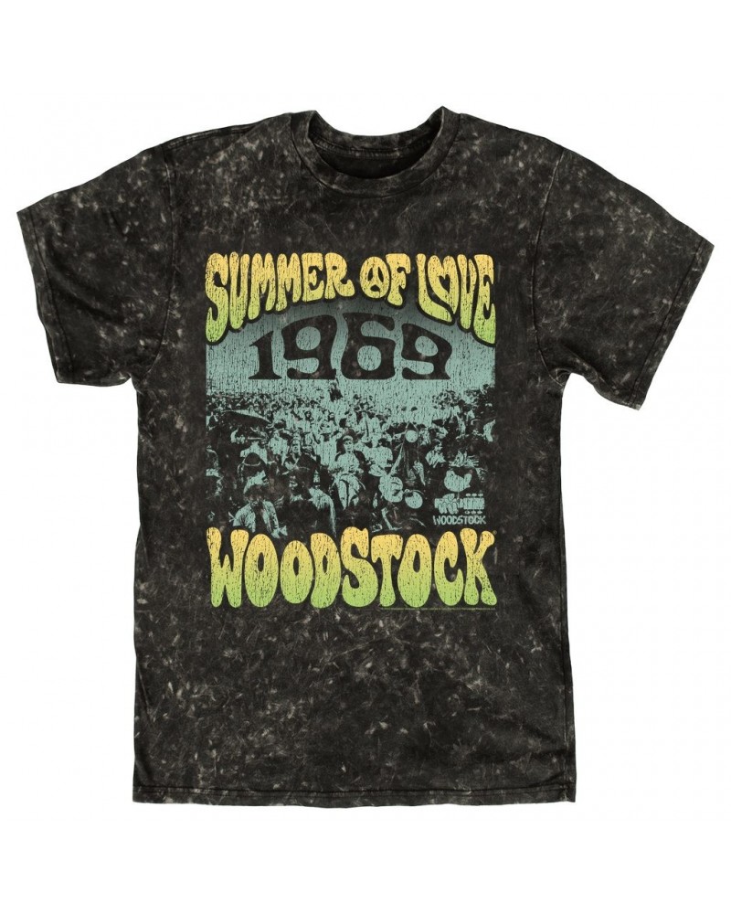 Woodstock T-shirt | 1969 Summer Of Love Distressed Mineral Wash Shirt $9.88 Shirts