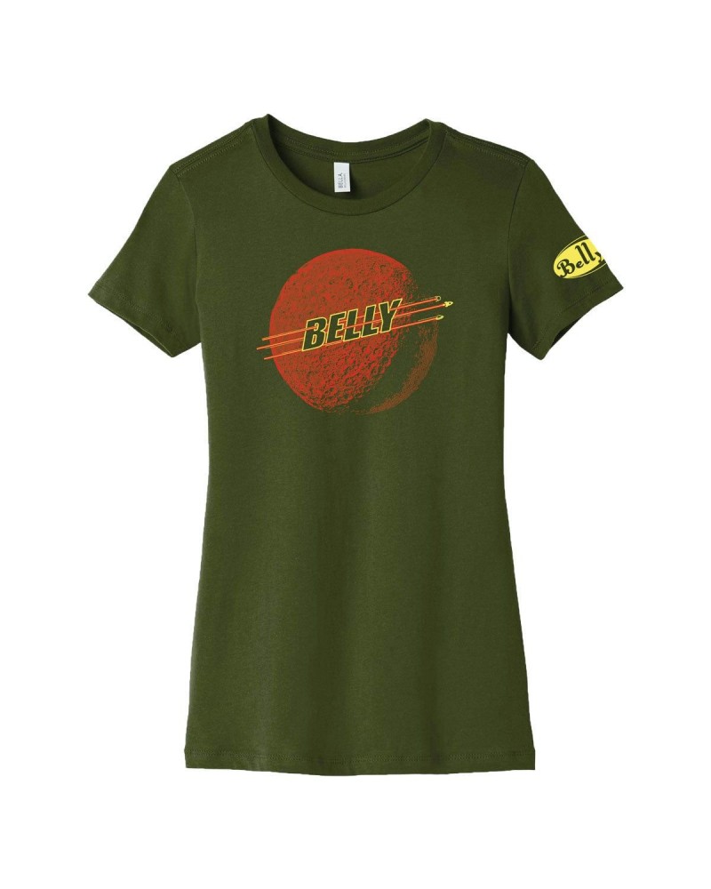 Belly Low Red Moon Ladies T-Shirt - Olive $12.50 Shirts