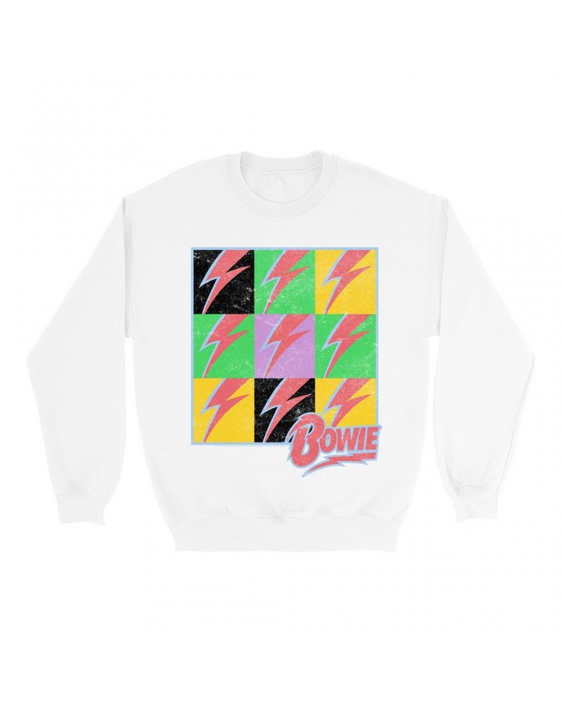 David Bowie Sweatshirt | Pop Art Bolt Design Distressed Sweatshirt $11.18 Sweatshirts