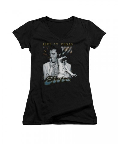 Elvis Presley Junior's V-Neck Shirt | LIVE IN VEGAS Junior's Tee $8.64 Shirts