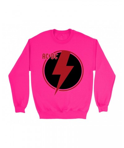 AC/DC Bright Colored Sweatshirt | Black Red Bolt Sweatshirt $11.88 Sweatshirts