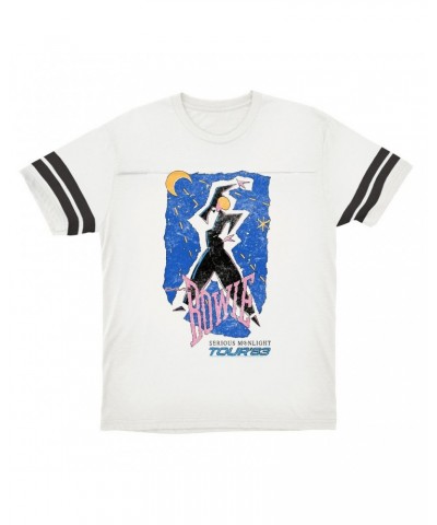 David Bowie T-Shirt | Serious Moonlight Tour 1984 Sketched Football Shirt $9.89 Shirts