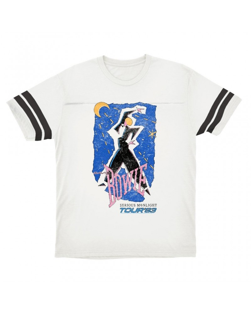 David Bowie T-Shirt | Serious Moonlight Tour 1984 Sketched Football Shirt $9.89 Shirts