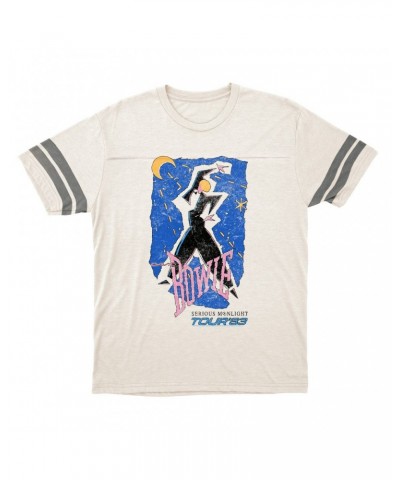 David Bowie T-Shirt | Serious Moonlight Tour 1984 Sketched Football Shirt $9.89 Shirts