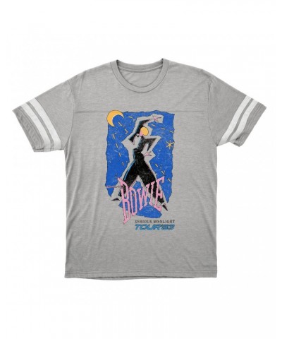 David Bowie T-Shirt | Serious Moonlight Tour 1984 Sketched Football Shirt $9.89 Shirts