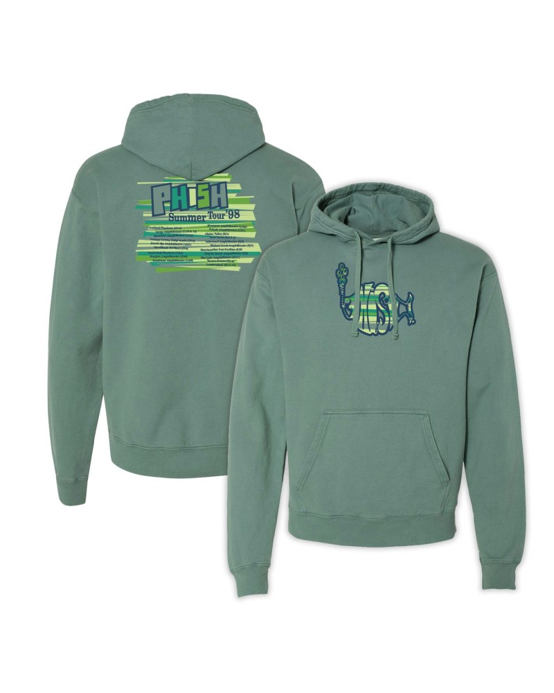 Phish Striped Summer Tour '98 Pullover Hoodie on Pigment Green $21.30 Sweatshirts