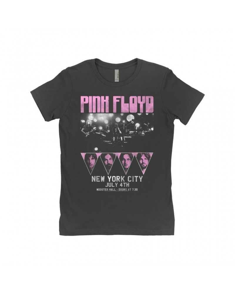 Pink Floyd Ladies' Boyfriend T-Shirt | New York City 4th Of July Concert Poster Pink Shirt $8.98 Shirts