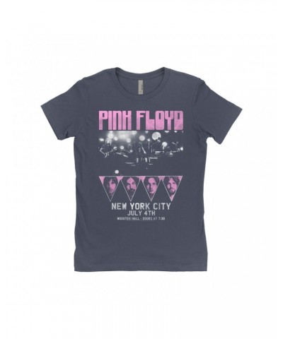 Pink Floyd Ladies' Boyfriend T-Shirt | New York City 4th Of July Concert Poster Pink Shirt $8.98 Shirts