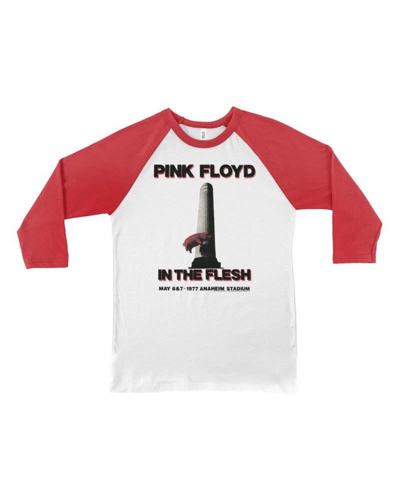 Pink Floyd 3/4 Sleeve Baseball Tee | In The Flesh 1977 Anaheim Stadium Concert Shirt $14.98 Shirts