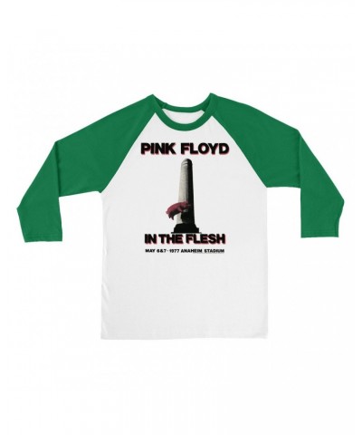 Pink Floyd 3/4 Sleeve Baseball Tee | In The Flesh 1977 Anaheim Stadium Concert Shirt $14.98 Shirts