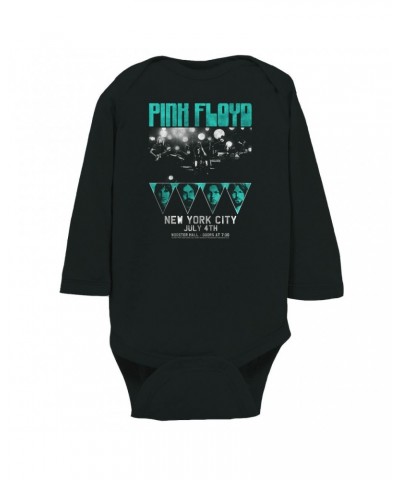 Pink Floyd Long Sleeve Bodysuit | 4th Of July NYC Concert Turquoise Distressed Bodysuit $11.94 Shirts