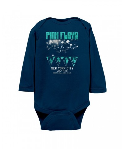 Pink Floyd Long Sleeve Bodysuit | 4th Of July NYC Concert Turquoise Distressed Bodysuit $11.94 Shirts