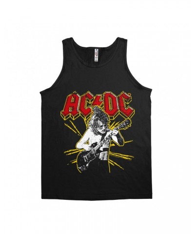 AC/DC Unisex Tank Top | Angus Red And Yellow Burst Shirt $11.73 Shirts