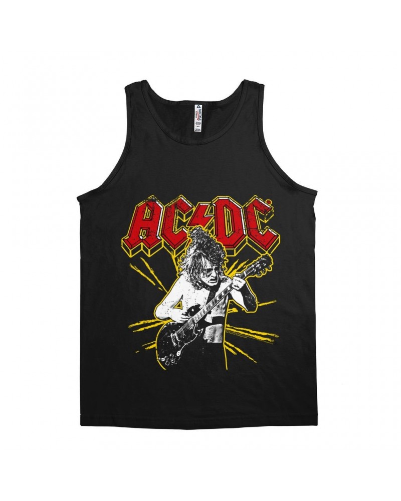 AC/DC Unisex Tank Top | Angus Red And Yellow Burst Shirt $11.73 Shirts