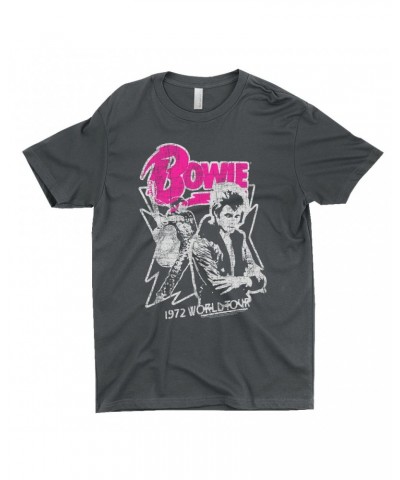 David Bowie T-Shirt | Pink And Silver 1972 World Tour Distressed Shirt $9.48 Shirts