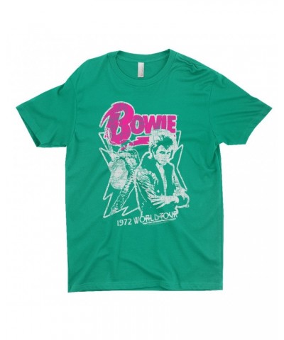 David Bowie T-Shirt | Pink And Silver 1972 World Tour Distressed Shirt $9.48 Shirts