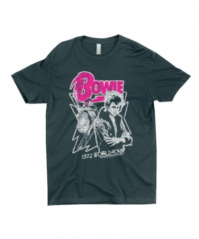 David Bowie T-Shirt | Pink And Silver 1972 World Tour Distressed Shirt $9.48 Shirts