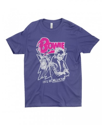 David Bowie T-Shirt | Pink And Silver 1972 World Tour Distressed Shirt $9.48 Shirts