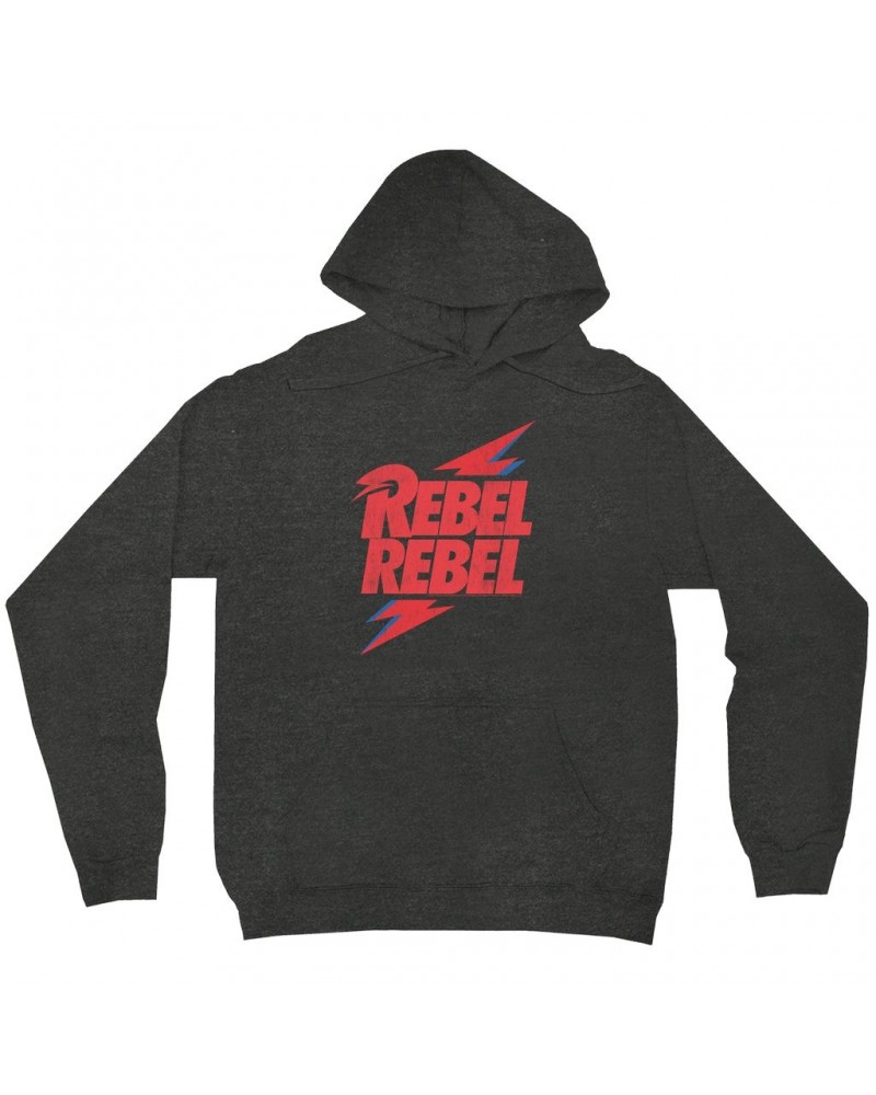 David Bowie Hoodie | Rebel Rebel Lightning Bolt Distressed Hoodie $17.98 Sweatshirts