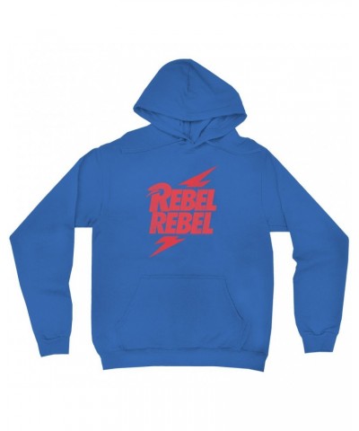 David Bowie Hoodie | Rebel Rebel Lightning Bolt Distressed Hoodie $17.98 Sweatshirts