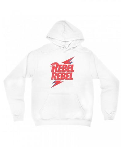 David Bowie Hoodie | Rebel Rebel Lightning Bolt Distressed Hoodie $17.98 Sweatshirts