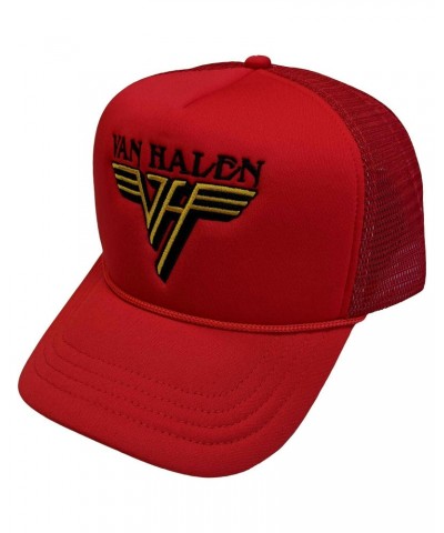 Van Halen Baseball Cap - Van Halen Text & Yellow Logo Red - Derhúfa $14.94 Hats