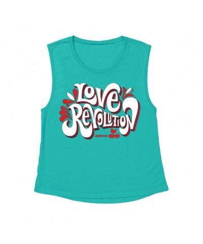 Woodstock Ladies' Muscle Tank Top | Love Revolution Design Shirt $14.50 Shirts