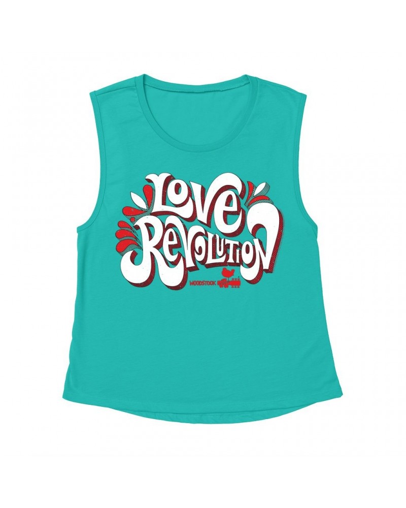 Woodstock Ladies' Muscle Tank Top | Love Revolution Design Shirt $14.50 Shirts