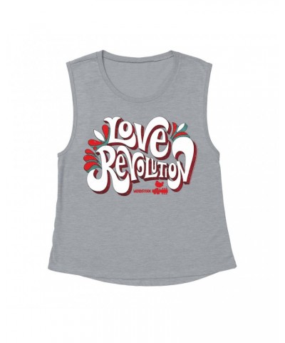 Woodstock Ladies' Muscle Tank Top | Love Revolution Design Shirt $14.50 Shirts