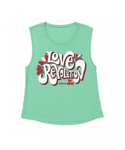 Woodstock Ladies' Muscle Tank Top | Love Revolution Design Shirt $14.50 Shirts