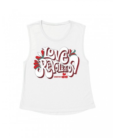 Woodstock Ladies' Muscle Tank Top | Love Revolution Design Shirt $14.50 Shirts