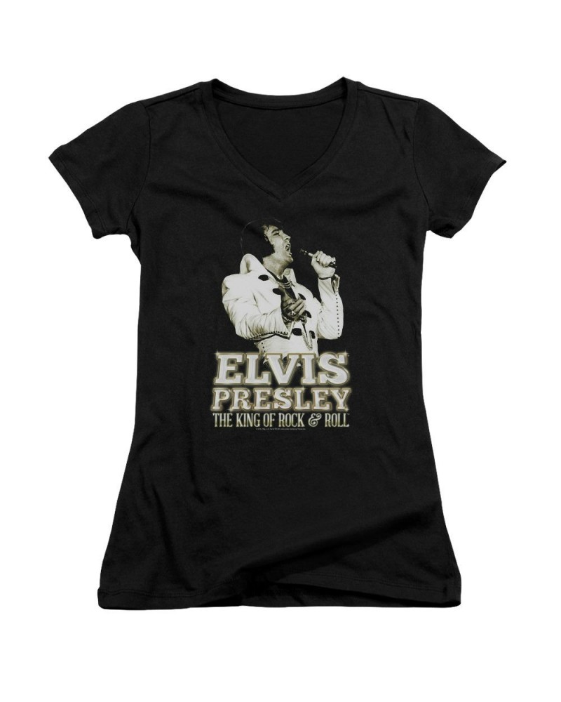 Elvis Presley Junior's V-Neck Shirt | GOLDEN Junior's Tee $8.82 Shirts